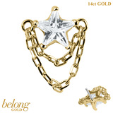 belong 14ct Solid Gold Threadless (Bend fit) Shooting Star With 14k Solid Gold Threadless Labret / 1.0mm, 8mm