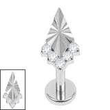 Titanium Internally Threaded Labrets 1.2mm - Luminance Kite Titanium, Titanium / 1.2mm, 9mm / Crystal Clear