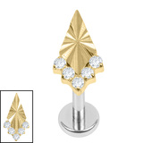 Titanium Internally Threaded Labrets 1.2mm - Luminance Kite Gold Titanium, Titanium / 1.2mm, 9mm / Crystal Clear
