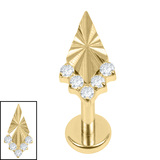 Titanium Internally Threaded Labrets 1.2mm - Luminance Kite Gold Titanium Gold Titanium / 1.2mm, 8mm / Crystal Clear