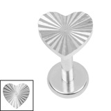 Titanium Internally Threaded Labrets 1.2mm - Titanium Luminance Heart - SKU 74789