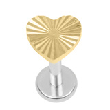 Titanium Internally Threaded Labrets 1.2mm - Titanium Luminance Heart - SKU 74796
