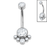 Belly Bar - Titanium Internal Jewelled Esha - SKU 74838