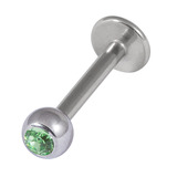 Titanium Jewelled Labrets 1.6mm 4mm Ball (Mirror Polish) 1.6mm, 6mm, Light Green