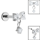 Titanium Internally Threaded Labrets 1.2mm - Jewelled Rosette - SKU 74899