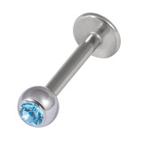 Titanium Jewelled Labrets 1.6mm 4mm Ball (Mirror Polish) 1.6mm, 6mm, Light Blue