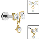 Titanium Internally Threaded Labrets 1.2mm - Jewelled Rosette - SKU 74905