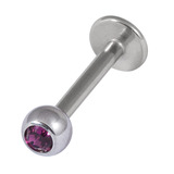 Titanium Jewelled Labrets 1.6mm 4mm Ball (Mirror Polish) 1.6mm, 6mm, Purple