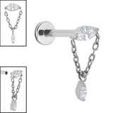 Titanium Internally Threaded Labrets 1.2mm - Jewelled Anais  - SKU 74918