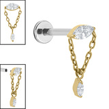 Titanium Internally Threaded Labrets 1.2mm - Jewelled Anais  - SKU 74927