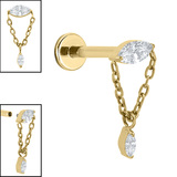 Titanium Internally Threaded Labrets 1.2mm - Jewelled Anais  - SKU 74930