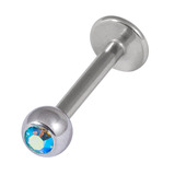 Titanium Jewelled Labrets 1.6mm 4mm Ball (Mirror Polish) 1.6mm, 6mm, Aqua AB