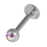 Titanium Jewelled Labrets 1.6mm 4mm Ball (Mirror Polish) 1.6mm, 6mm, Rose AB