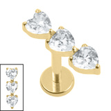 Titanium Internally Threaded Labrets 1.2mm - Titanium 3 of Hearts - SKU 74971