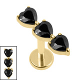 Titanium Internally Threaded Labrets 1.2mm - Titanium 3 of Hearts - SKU 74977