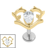 Titanium Internally Threaded Labrets 1.2mm - Titanium Briar Heart - SKU 75012