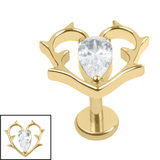 Titanium Internally Threaded Labrets 1.2mm - Titanium Briar Heart - SKU 75030