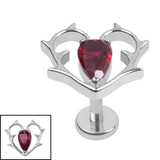 Titanium Internally Threaded Labrets 1.2mm - Titanium Briar Heart - SKU 75039