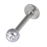 Titanium Jewelled Labrets 1.6mm 4mm Ball (Mirror Polish) 1.6mm, 10mm, Crystal Clear