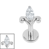 Titanium Internally Threaded Labrets 1.2mm - Titanium Jewelled Tulip - SKU 75131