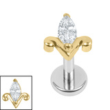 Titanium Internally Threaded Labrets 1.2mm - Titanium Jewelled Tulip - SKU 75134