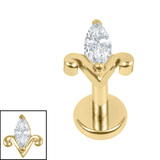 Titanium Internally Threaded Labrets 1.2mm - Titanium Jewelled Tulip - SKU 75142