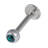 Titanium Jewelled Labrets 1.6mm 4mm Ball (Mirror Polish) 1.6mm, 10mm, Dark Green