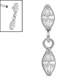 Titanium Internal Jewelled Double Marquise Gemini Drop - SKU 75176
