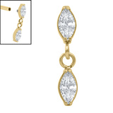 Titanium Internal Jewelled Double Marquise Gemini Drop - SKU 75177