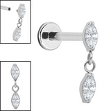 Titanium Internally Threaded Labrets 1.2mm - Titanium Double Marquise Gemini Drop - SKU 75180