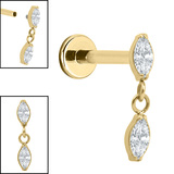 Titanium Internally Threaded Labrets 1.2mm - Titanium Double Marquise Gemini Drop - SKU 75190