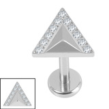 Titanium Internally Threaded Labrets 1.2mm - Titanium Jewelled Sankaku - SKU 75203