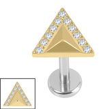 Titanium Internally Threaded Labrets 1.2mm - Titanium Jewelled Sankaku - SKU 75210