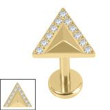 Titanium Internally Threaded Labrets 1.2mm - Titanium Jewelled Sankaku - SKU 75215