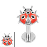 Titanium Internal Labret 1.2mm Steel Ladybird - SKU 75220
