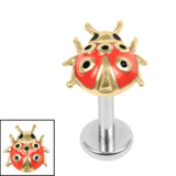 Titanium Internal Labret 1.2mm Steel Ladybird - SKU 75226