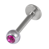 Titanium Jewelled Labrets 1.6mm 4mm Ball (Mirror Polish) 1.6mm, 10mm, Fuchsia