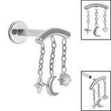 Titanium Internally Threaded Labrets 1.2mm - Titanium Starry Night - SKU 75312