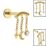 Titanium Internally Threaded Labrets 1.2mm - Titanium Starry Night - SKU 75325