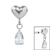 Titanium Internal Heart with Teardrop Jewel - SKU 75369