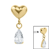 Titanium Internal Heart with Teardrop Jewel - SKU 75370