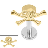 Titanium Internally Threaded Labrets 1.2mm - Titanium Jolly Roger - SKU 75400