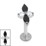 Titanium Internally Threaded Labrets 1.2mm - Titanium Arya Marquise - SKU 75478