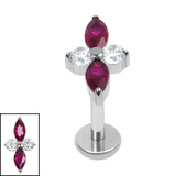 Titanium Internally Threaded Labrets 1.2mm - Titanium Arya Marquise - SKU 75499