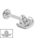 Titanium Internally Threaded Labrets 1.2mm - Titanium Cowboy Hat - SKU 75544