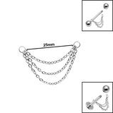 Titanium Piercing Triple Connector Chains - SKU 75574