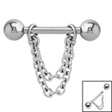 Titanium Double Chain Nipple Bar 1.6mm, 16mm, 4mm, Titanium