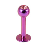 Titanium Jewelled Labrets 1.6mm 1.6mm, 8mm, (4mm), Purple with Light Pink