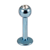 Titanium Jewelled Labrets 1.6mm 1.6mm, 10mm, (4mm), Ice Blue with Crystal Clear