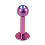 Titanium Jewelled Labrets 1.6mm 1.6mm, 10mm, (4mm), Purple with Sapphire Blue